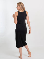 Koy Resort Escape Knit Asymmetrical Dress in Black, view 2, click to see full size