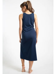 Koy Resort Escape Knit Asymmetrical Dress in Royal Navy, view 2, click to see full size