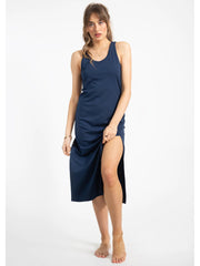 Koy Resort Escape Knit Asymmetrical Dress in Royal Navy, view 1, click to see full size