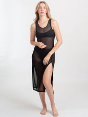 Koy Resort Escape Mesh Long Dress in Black, view 2, click to see full size