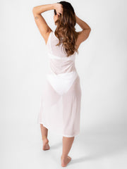 Koy Resort Escape Mesh Long Dress in White, view 2, click to see full size