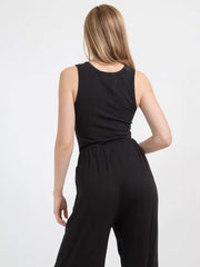 Koy Resort Wide Rib Tank Top in Black, view 2, click to see full size