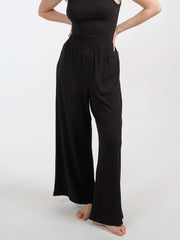 Koy Resort Wide Rib Wide Leg Pant in Black, view 1, click to see full size