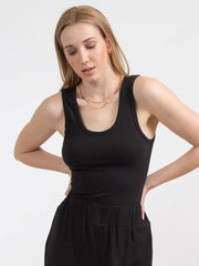 Koy Resort Wide Rib Tank Top in Black, view 1, click to see full size