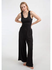 Koy Resort Wide Rib Wide Leg Pant in Black, view 3, click to see full size