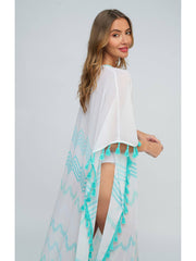 Pia Rossini Kyana Maxi Coverup in Turquoise, view 3, click to see full size