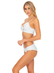 Luli Fama Ruffle Cut Out Underwire Top Bride White, view 3, click to see full size