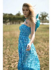 Pia Rossini Marina Maxi Dress in Blue, view 2, click to see full size