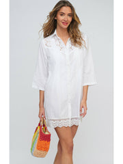 Pia Rossini Ola Beach Shirt in White, view 1, click to see full size