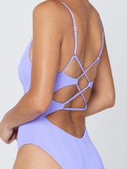 L*Space Pointelle Rib Gianna One Piece Classic in Amethyst, view 4, click to see full size