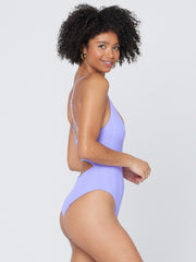 L*Space Pointelle Rib Gianna One Piece Classic in Amethyst, view 5, click to see full size