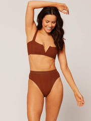 L*Space Pointelle Rib Lee Lee Top Tobacco, view 1, click to see full size