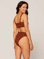 L*Space Pointelle Rib Lee Lee Top Tobacco, view 2, click to see full size