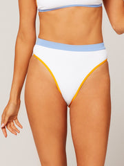 L*Space Frenchi High Waist Bottom White/Mango/Blue, view 1, click to see full size