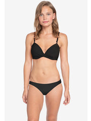 Robin Piccone Ava D Cup Twist Bikini Top Black, view 1, click to see full size
