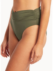 Sea Level Essentials Wrap High Waist in Khaki, view 3, click to see full size