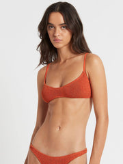 Bond-eye Lissio Crop in Coral Lurex, view 1, click to see full size