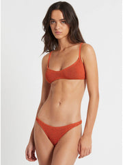 Bond-eye Vista Brief in Coral Lurex, view 3, click to see full size