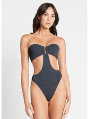 Bond-eye Lurex Thera One Piece in Navy, view 1, click to see full size