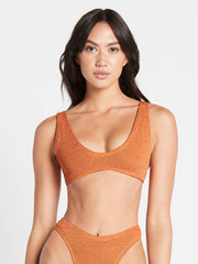 Bond-eye Shimmer Scout Crop Top in Burnt Orange, view 1, click to see full size