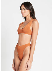 Bond-eye Shimmer Scout Crop Top in Burnt Orange, view 3, click to see full size