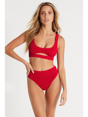 Bond-eye Sasha Crop Eco Top In Baywatch Red, view 1, click to see full size