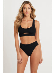 Bond-eye Sasha Crop Eco Top In Black, view 1, click to see full size
