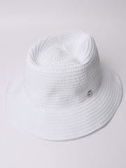 Baku Curbside Hat Ribbon in White, view 2, click to see full size