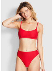 Seafolly Essentials High Waisted Bottom Chilli, view 4, click to see full size