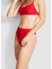 Seafolly Essentials High Waisted Bottom Chilli, view 3, click to see full size