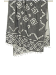 Handloom Tribe Towel Black, view 2, click to see full size