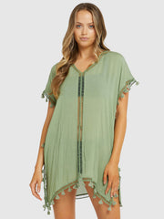 Baku Moroccan Kaftan in Bayleaf, view 1, click to see full size