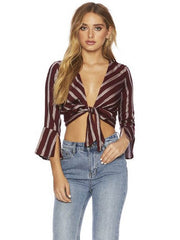 Beach Riot Moon Beam Bali Tie Top Maroon, view 1, click to see full size