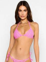 Beach Bunny Hard Summer Triangle Top in Rosa Shocking, view 1, click to see full size