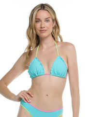 Body Glove Spectrum Dita Ruffle Triangle in Cyan, view 1, click to see full size