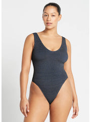 Bond-eye Lurex Mara One Piece In Navy, view 1, click to see full size