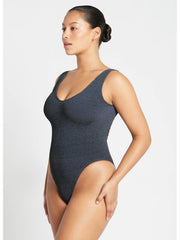 Bond-eye Lurex Mara One Piece In Navy, view 3, click to see full size