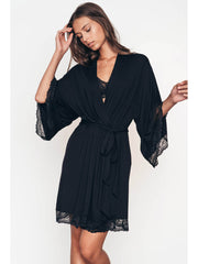 Eberjey Colette Mademoiselle Kimono Robe in Black, view 1, click to see full size