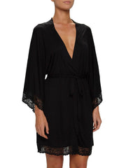 Eberjey Colette Mademoiselle Kimono Robe in Black, view 5, click to see full size