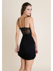 Eberjey Colette Mademoiselle Chemise in Black, view 2, click to see full size