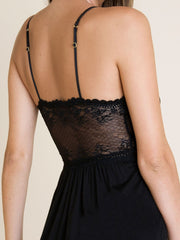 Eberjey Colette Mademoiselle Chemise in Black, view 4, click to see full size