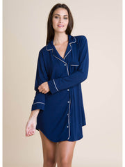 Eberjey Gisele Sleep Shirt in Navy/Ivory, view 1, click to see full size