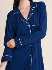 Eberjey Gisele Sleep Shirt in Navy/Ivory, view 3, click to see full size