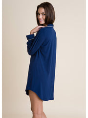 Eberjey Gisele Sleep Shirt in Navy/Ivory, view 2, click to see full size