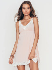 Eberjey Lady Godiva Chemise in Pink Clay/Off White, view 3, click to see full size