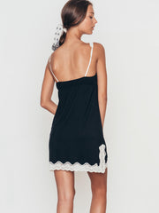 Eberjey Lady Godiva Chemise in Black/Off White, view 2, click to see full size