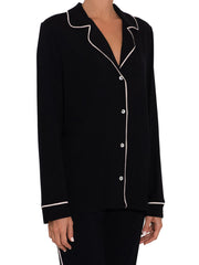 Eberjey Slim Tuxedo PJ Set in Black/Sorbet Pink, view 3, click to see full size