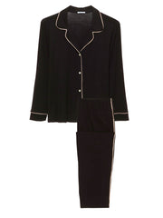 Eberjey Slim Tuxedo PJ Set in Black/Sorbet Pink, view 4, click to see full size
