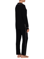 Eberjey Slim Tuxedo PJ Set in Black/Sorbet Pink, view 2, click to see full size