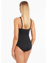 Sea Level Essentials High Neck Multifit One Piece in Black, view 2, click to see full size
